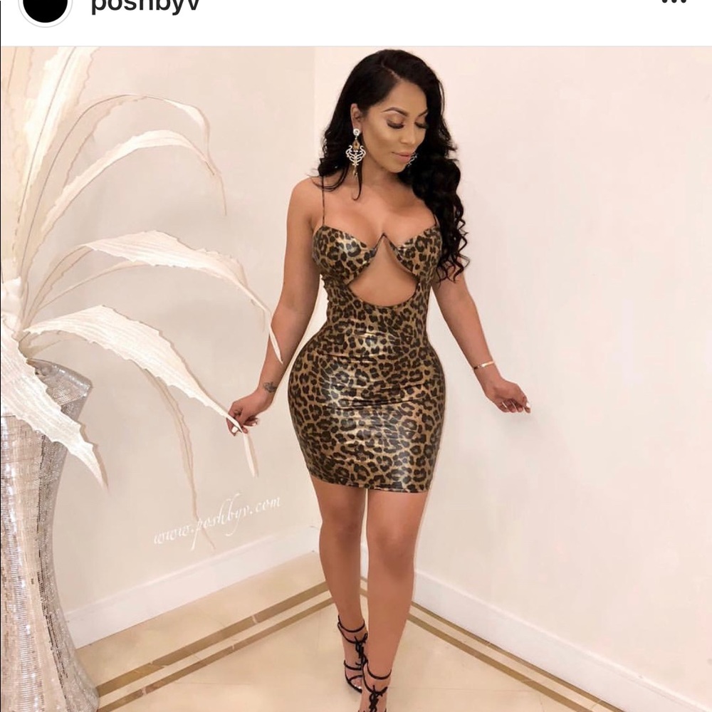 Metallic Cheetah Print Mini Dress